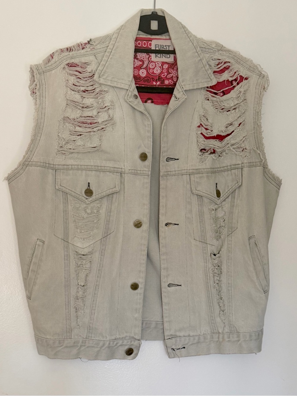 Oversized Vintage Furst of a Kind One Size with Red Bandana Lining Vest